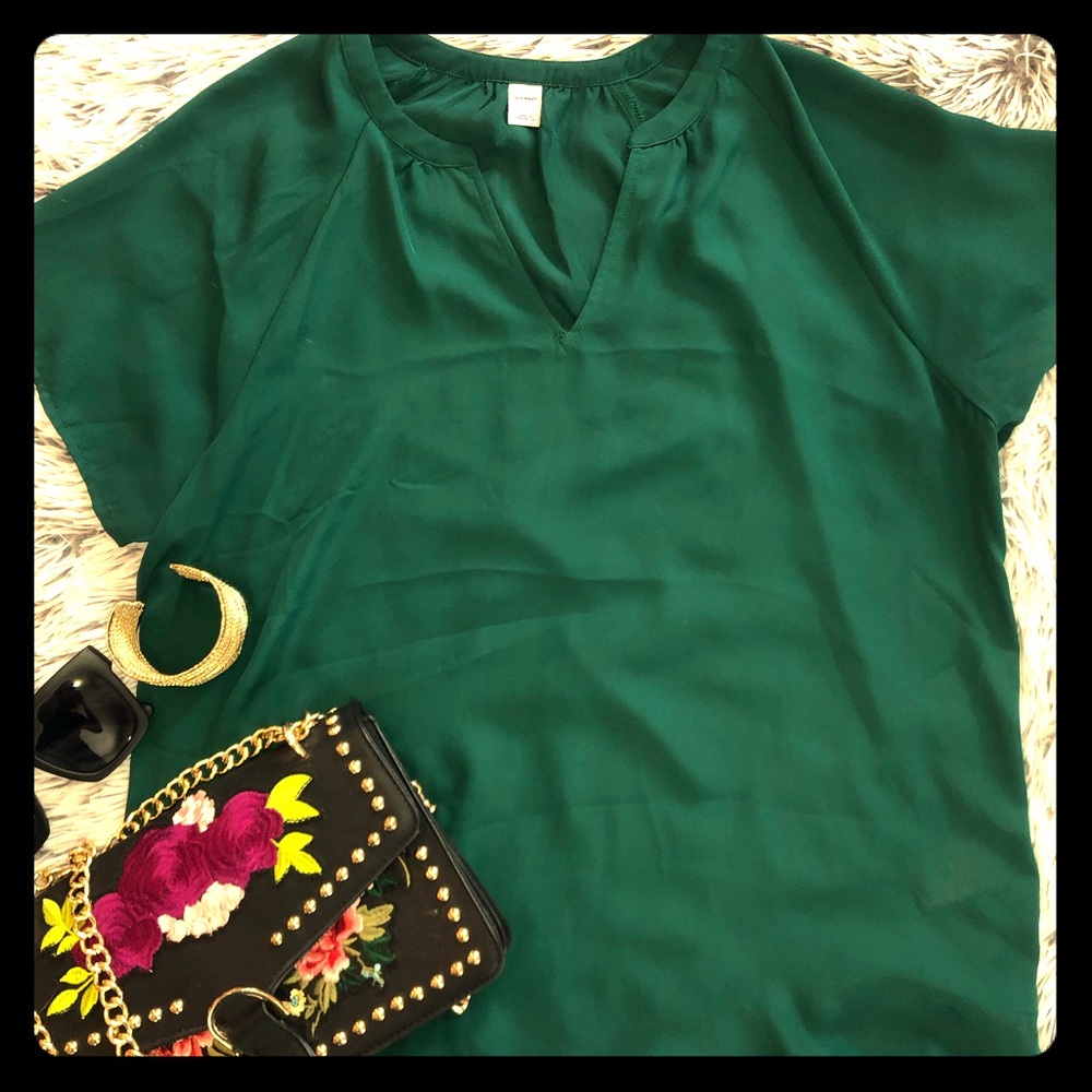 Sheer Emerald Cap Sleeve Top